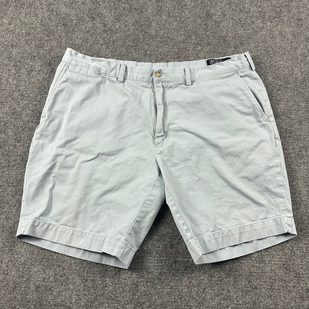 Polo Ralph Lauren Chino‎ Shorts Mens 40 Light Blue Cotton Twill Flat Front Prep